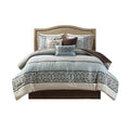 7 Piece Comforter Set Blue King King Blue Polyester