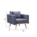 Mico 33 Inch Modern Sofa Chair With Usb Ports And Pocket, Dark Gray Fabric Gray Solid Wood