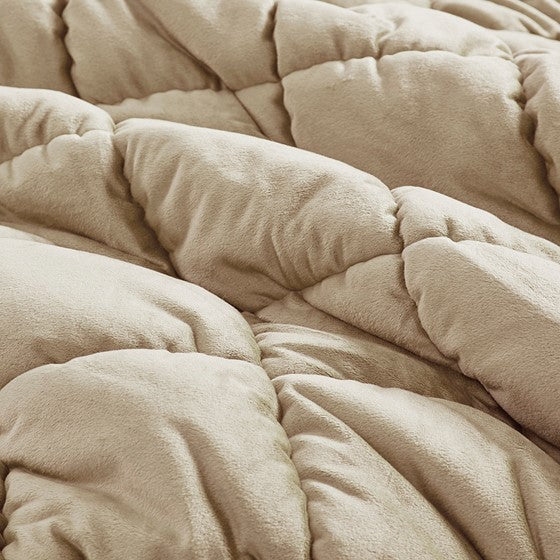 3 Piece Comforter Set King Brown Polyester