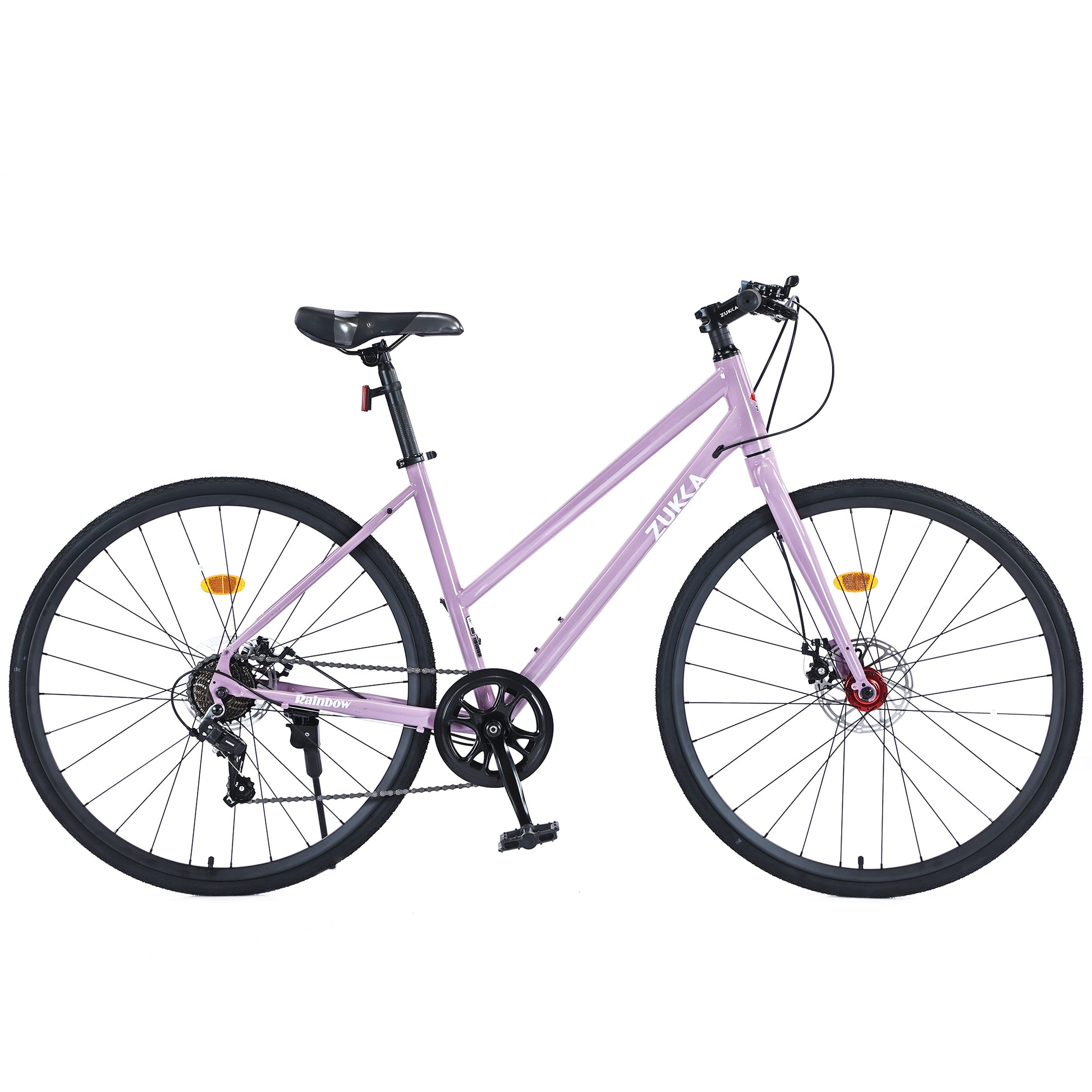 7 Speed Hybrid Bike Disc Brake 700C Road Bike For Men Women'S City Bicycle Cycling Light Purple Garden & Outdoor Carbon Steel