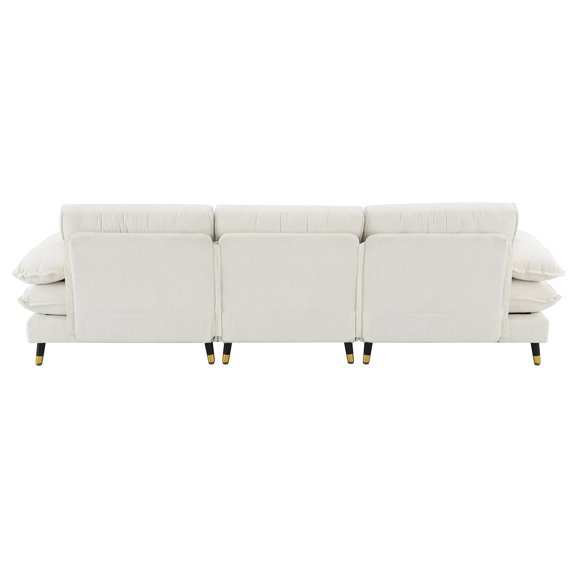 106*66.5" L Shaped Convertible Sectional Sofa,4 Seat Tufted Couch Set With Two Tone Adjust Legs,Cloud Chenille Fabric,Movable Ottoman For Living Room, Apartment,Office,3 Colors White Chenille 4 Seat