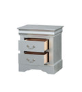 Louis Philippe Platinum Finish Nightstand Silver Grey Synthetic Wood