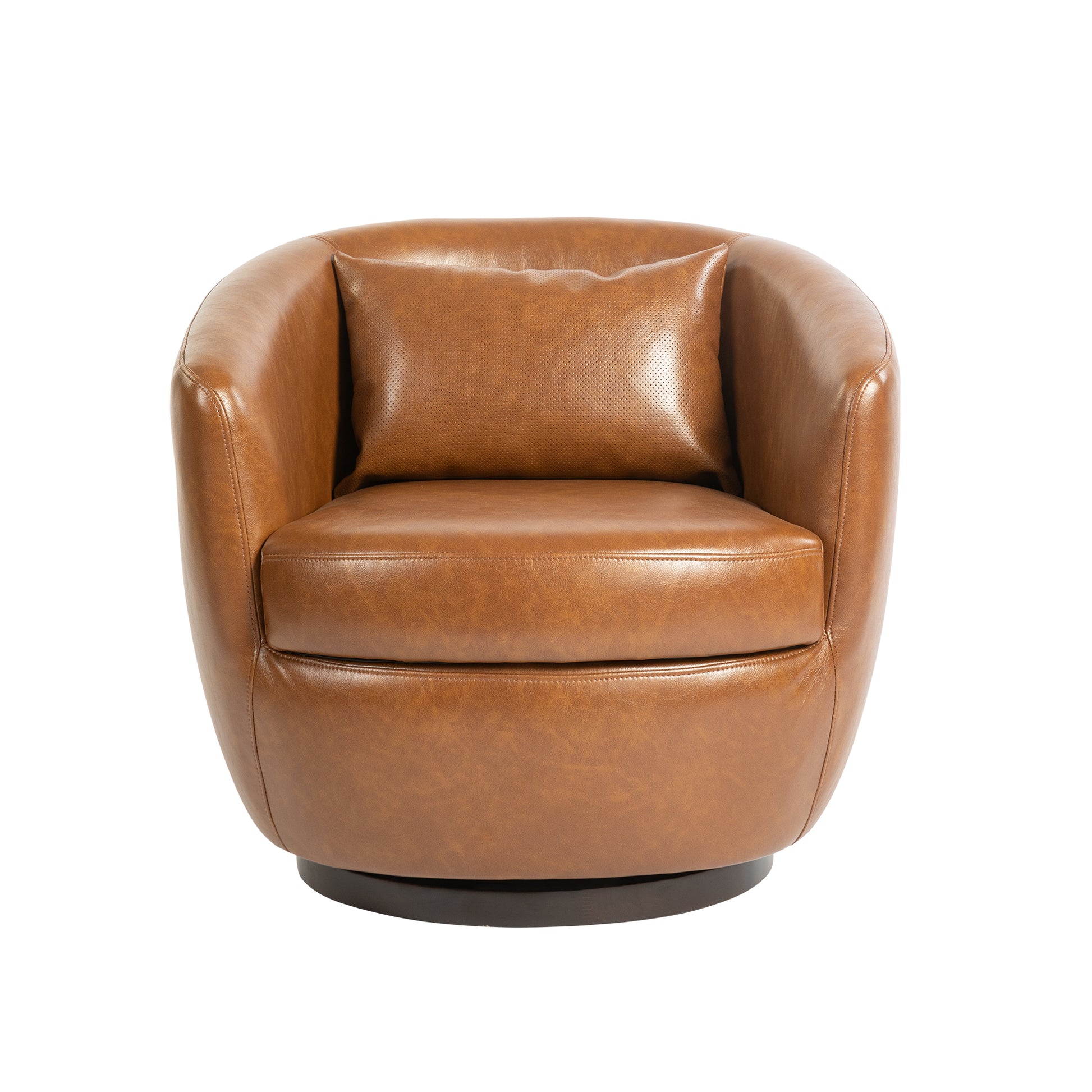Upholstered Swivel Barrel Armchair With Storage Modern Living Room Side Chair For Bedroom Office Reading Spaces Pu Light Brown Light Brown Upholstered