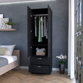 Tall Mayer Wardrobe In Melamine With Two Doors And Two Drawers Black Bedroom Contemporary Particle Board Melamine