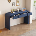 Unique Modern Rounded And Smooth Surface Console Table With 2 Drawers For Living Room And Entryway Navy Blue Navy Blue Primary Living Space Drawers Glossy Mdf