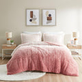 Ombre Shaggy Long Fur Comforter Mini Set King Blush Polyester