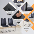 Black Pu Dining Chair Set.Uniquely Designed Black Dining Chairs. Pu Material, Paired With Silver Metal Chair Legs. Suitable For Offices, Restaurants, Kitchens, Conference Rooms, Etc. Set Of 4 Black