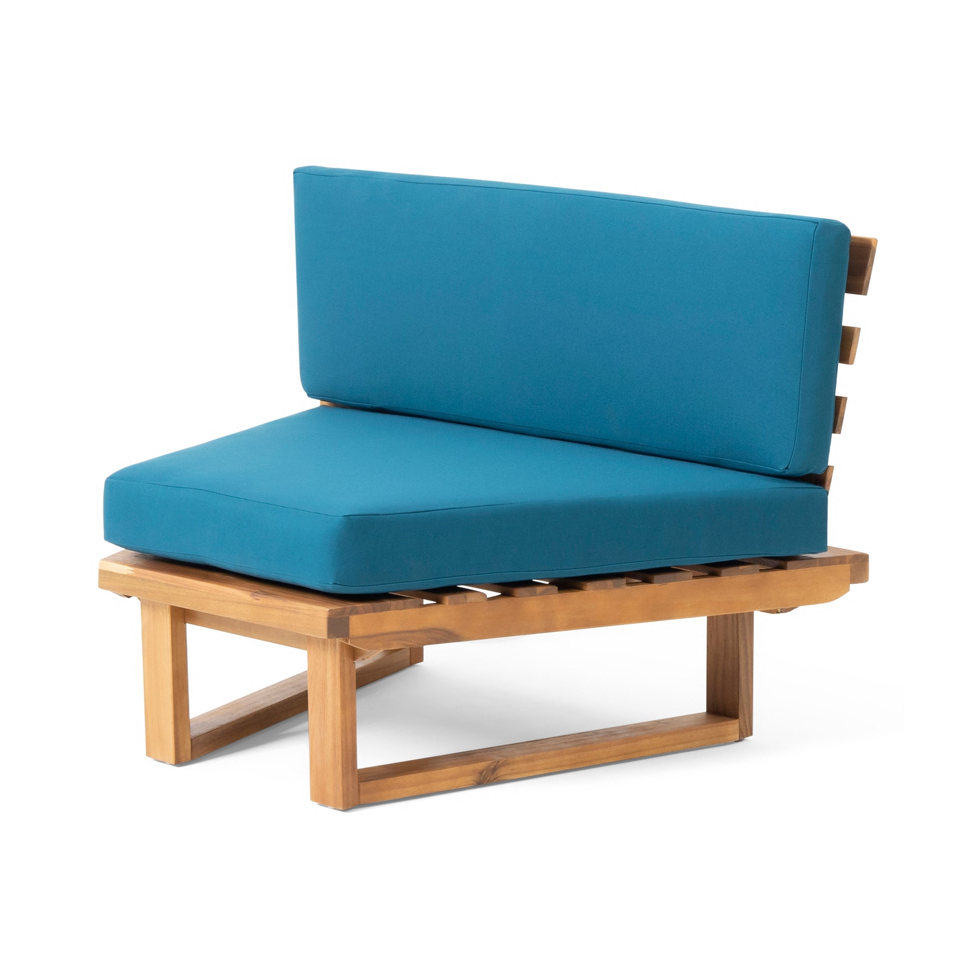 Mirabelle Corner Chair Coffee Table, Teal Teal Acacia Wood