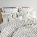Cotton Printed Comforter Set With Chenille Ivory King Cal King King Ivory Cotton