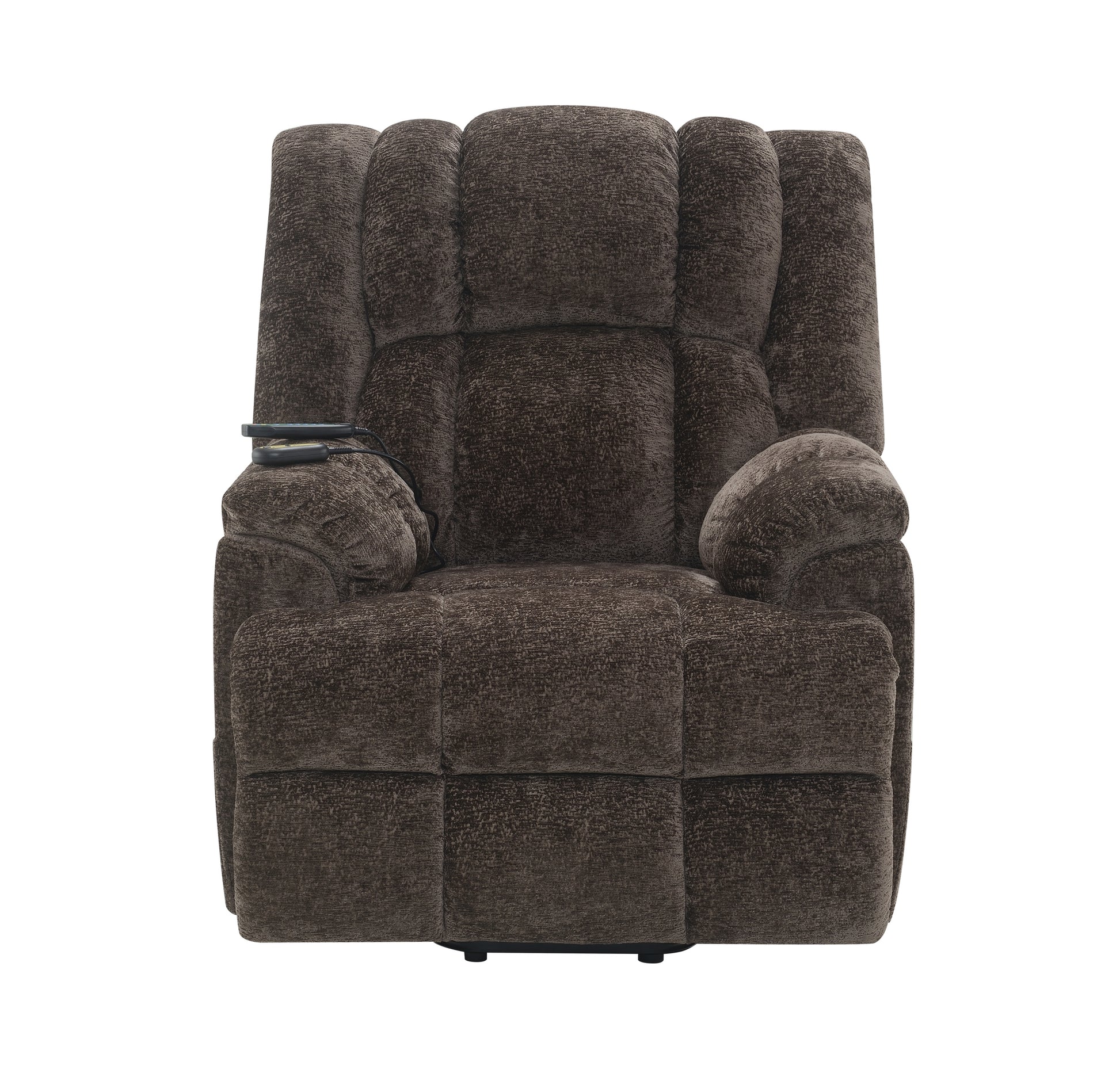 Brown Power Lift Recliner With Heating And Massage Brown Chenille Power Remote Metal Primary Living Space Tight Back Push Button Pillow Top Arms Chenille