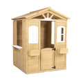 Wooden Playhouse For Kids Outdoor With Working Door, Windows, Mailbox, Flowers Pot Holder, 39