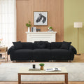 24005 Black Teddy Velvet Fabric, With 3 Pillows, Three Person Sofa Can Be Placed In The Living Room And Other Scenes Black Polyester Blend 3 Seat