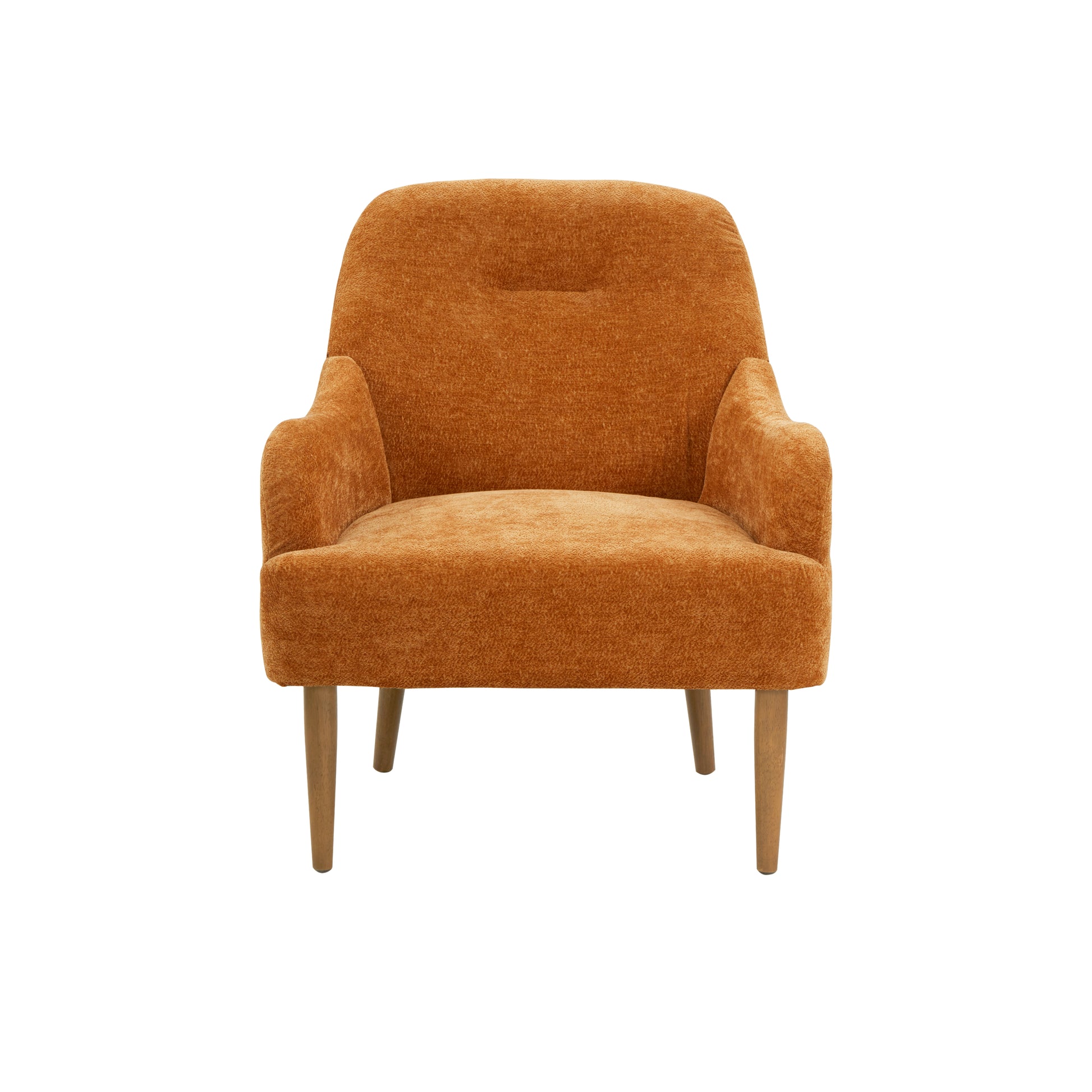 Chenille Armchair, Modern Style Accent Chair With Wood Legs, Comfy Design For Living Room, Bedroom, Office, Orange Orange Foam Wood Fabric