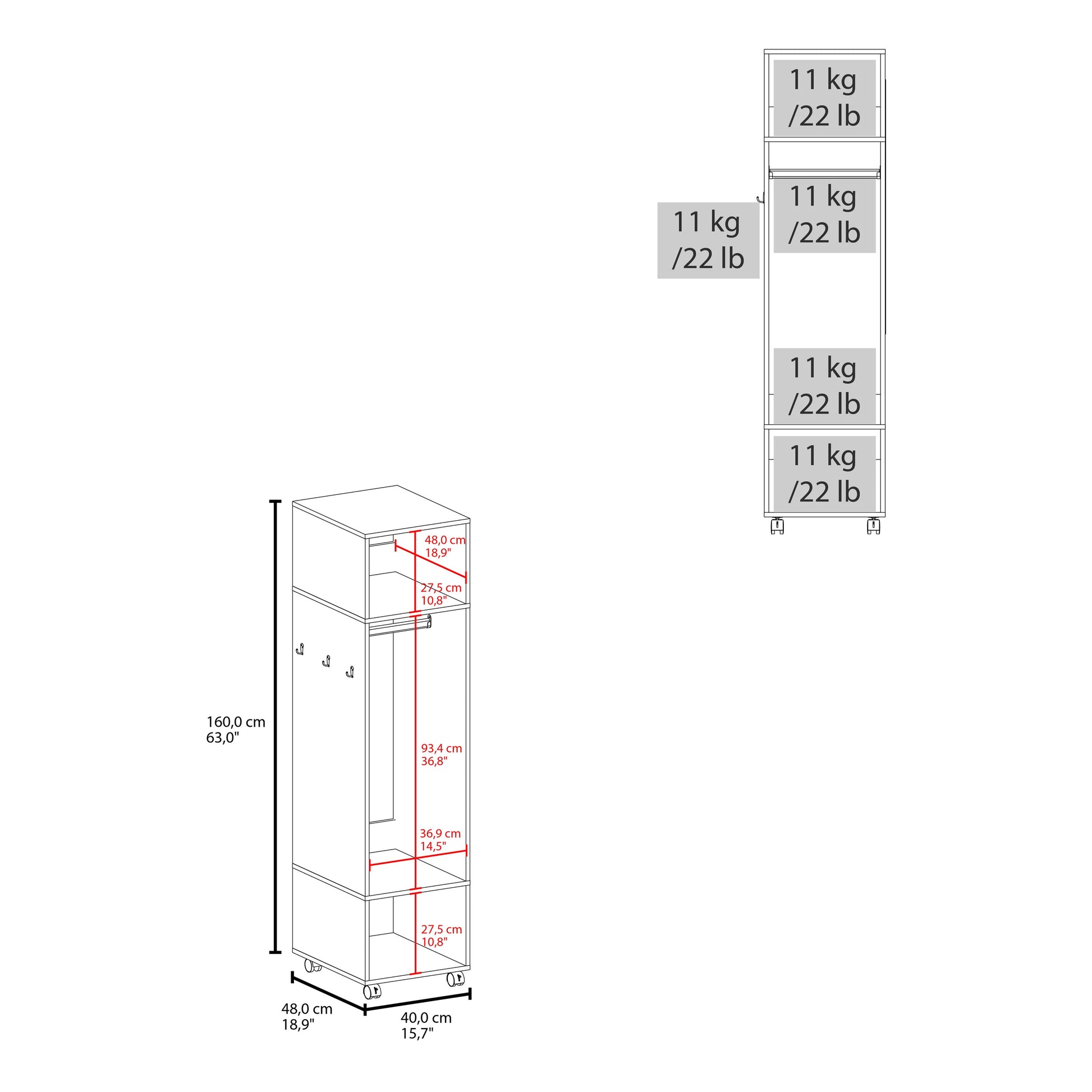 White 3 Shelf Wardrobe With Mirror And Open Storage White Particle Board Melamine