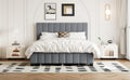 Queen Size Velvet Upholstered Platform Bed With 2 Drawers And 1 Twin Xl Trundle Gray Queen Gray Upholstered