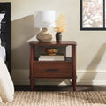 Transitional Solid Wood Spindle Nightstand Walnut Walnut Metal Pine