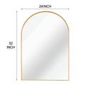 Gold 24X32 Inch Metal Arch Barhroom Mirror Gold Classic Mdf Glass Aluminium