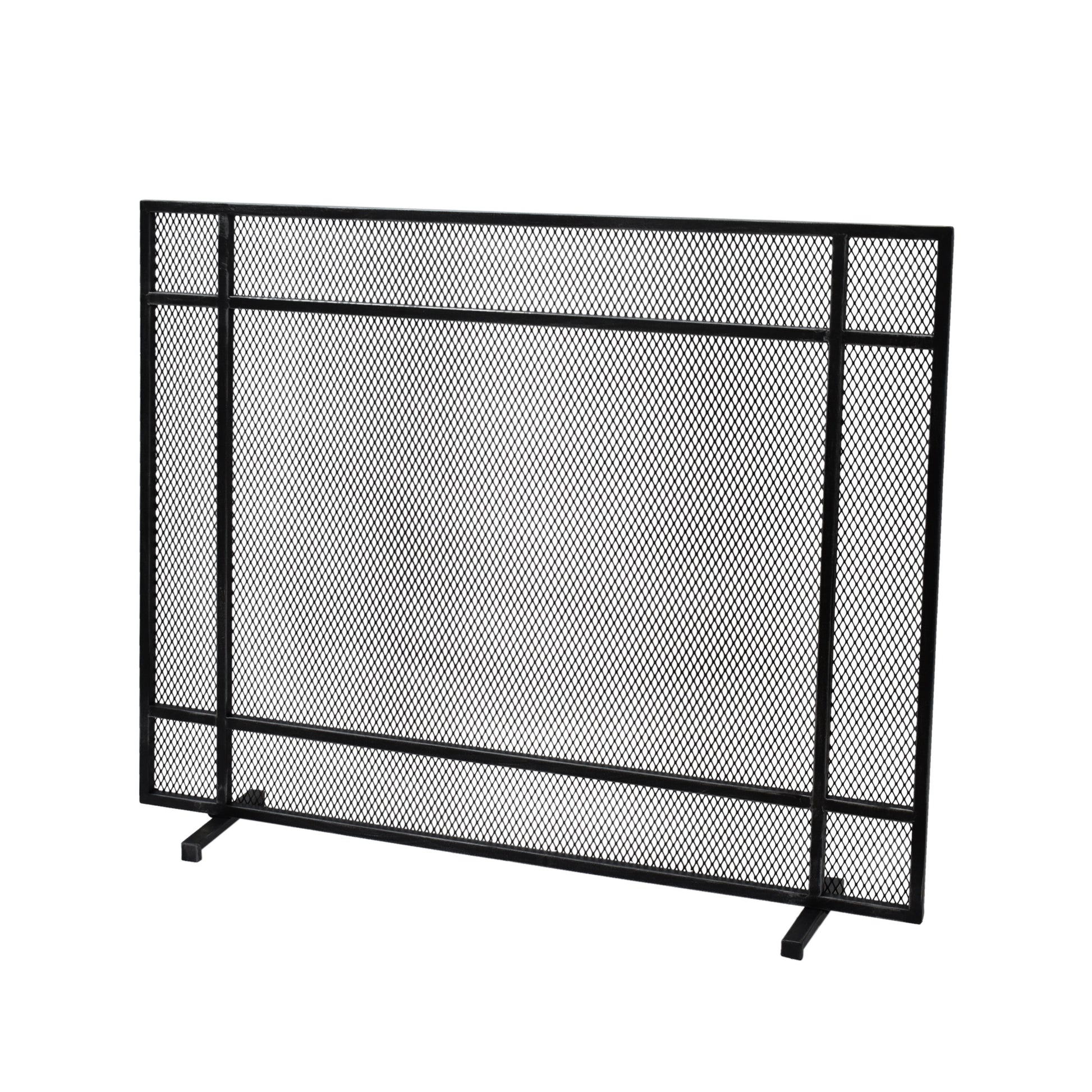 Fire Screen Black Silver Iron