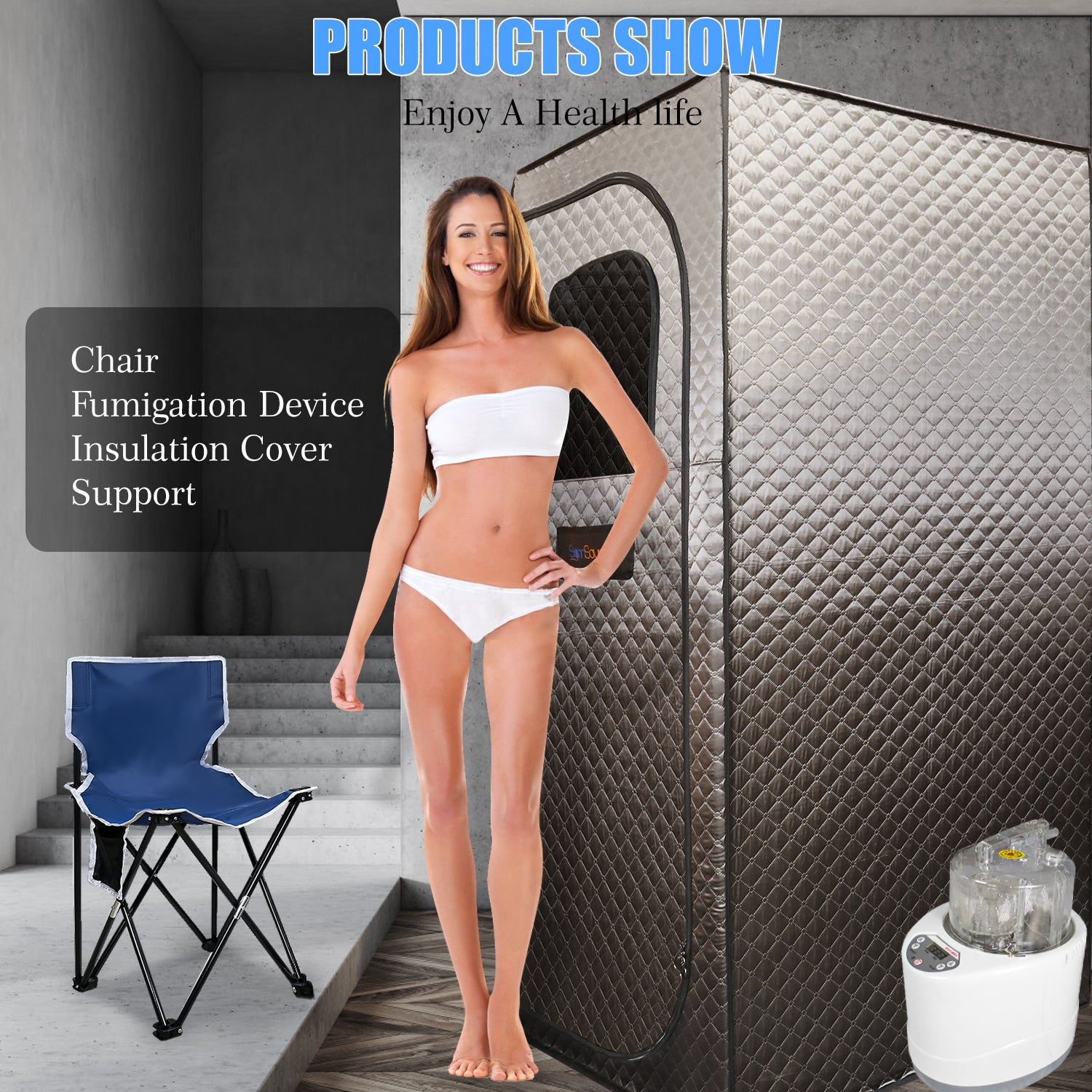 Sojourner Portable Sauna For Home Steam Sauna Tent, Personal Sauna Sauna Heater, Tent, Chair, Remote Included For Home Sauna Enjoy Your Own Personal Spa Grey Cotton Cotton