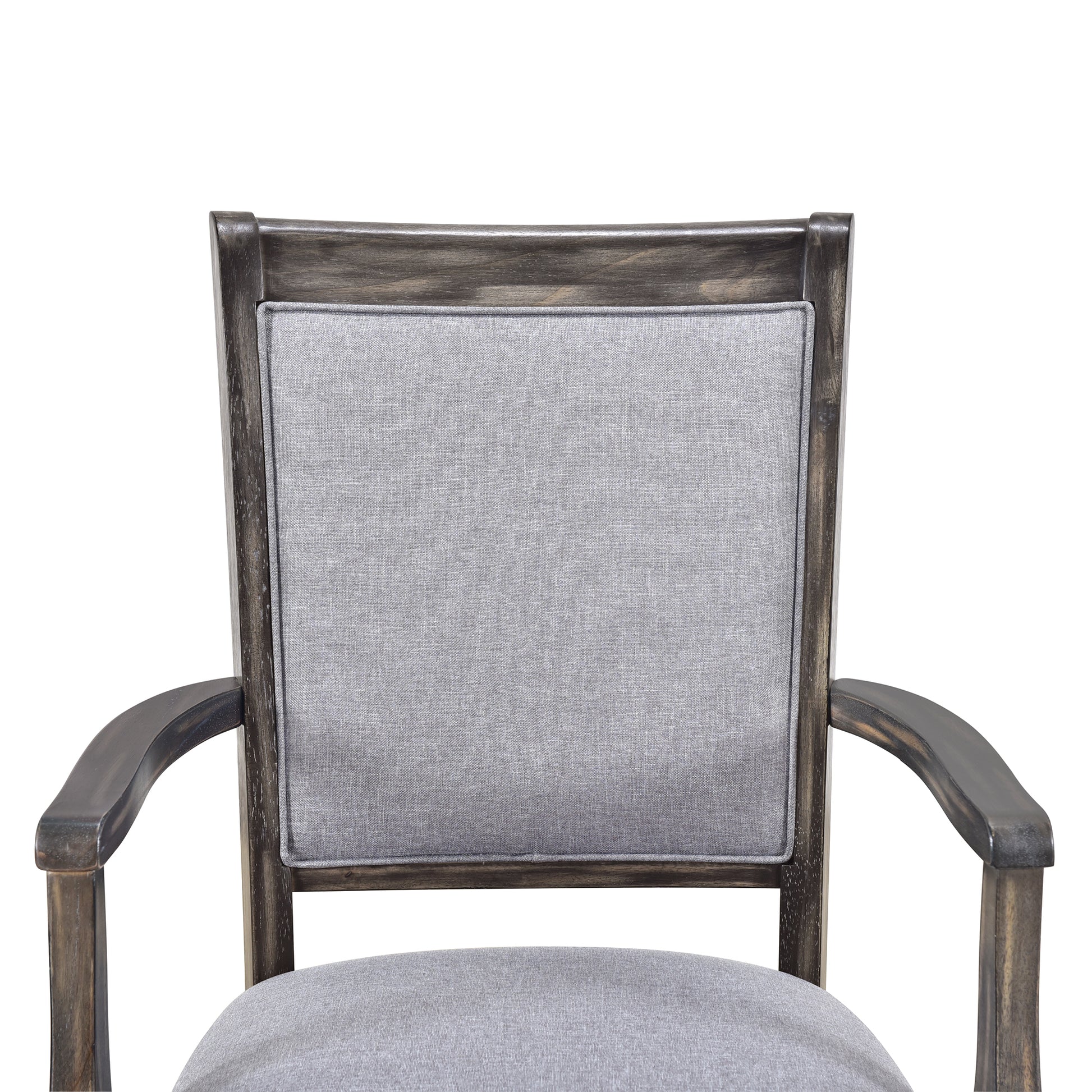 7 Piece Updated 76.9Inch Extendable Trestle Dining Table Set With Removable Leaf, Kitchen Table Set With Upholstered Side Chair And Arm Chair, Set Of 6, Grey Brown Wood Dining Room Solid Wood Rubberwood Rectangular Dining Table With Chair Upholstered