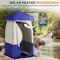 Outsunny Portable Shower Tent, Privacy Shelter, Camping Dressing Changing Tent Room With Solar Shower Bag, Floor And Carrying Bag, Blue Blue Oxford Fabric