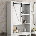 Over The Toilet Storage Cabinet, Space Saving Bathroom Cabinet, With Adjustable Shelves And A Barn Door 27.16 X 9.06 X 67 Inch White Mdf