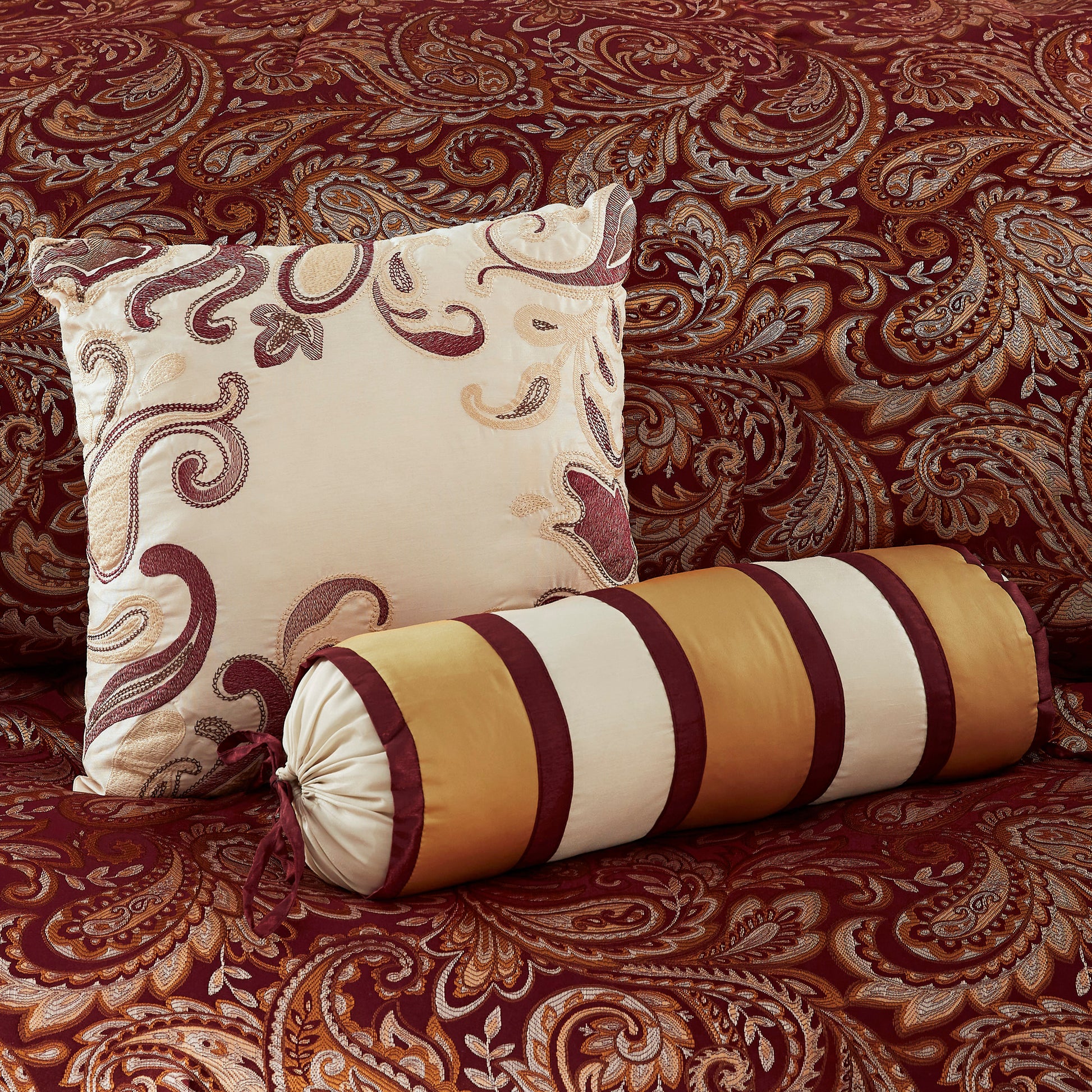 12 Piece Comforter Set With Cotton Bed Sheets Red Queen Queen Red Cotton