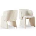 Modern Accent Chair White Single Sofa Chair,Upholstered Side Chair Teddy Comfy Chair For Dining Room Bedroom Living Room Reception Off White 2Pc Off White Primary Living Space Modern Set Of 2 Teddy