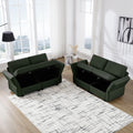 Living Room Furniture Sets, 2 Piece Comfy Upholstered Sofa Couch Set, Mid Century Modern Loveseat Sofa Sets With Storage Space Small Spaces Under Seats, Adjustable Arms And Backs Green Green Polyester 4 Seat