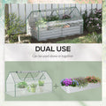 Outsunny 6' X 3' Galvanized Raised Garden Bed With Mini Pvc Greenhouse Cover, Outdoor Metal Planter Box With 2 Roll Up Windows For Growing Flowers, Fruits, Vegetables And Herbs, Light Gray Light Grey Plastic