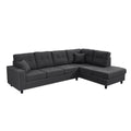 109.2''L Shaped Modular Sectional Sofa With Removable Back Cushions And 2 Pillows, Suitable For Living Rooms, Offices, And Apartments Dark Gray Polyester 5 Seat