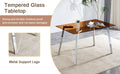 Table And Chair Set.Large Modern Rectangular Table With Brown Glass Top And Silver Metal Legs. Paired With 4 Black Chairs With Checkered Armless High Back Pu Cushion And Silver Metal Legs. Black,Silver Seats 4 Glass Metal