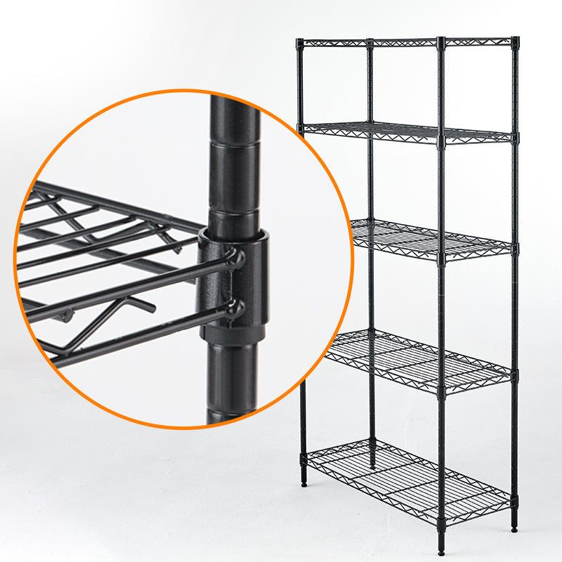 Wire Shelving Metal Storage Rack Adjustable Shelves, Standing Storage Shelf Units For Laundry Bathroom Kitchen Pantry Closet Black, 35.7L X 14W X 71H Black Primary Living Space Metal Adjustable Shelves Metal