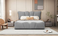 Full Size Upholstered Platform Bed Velvet Upholstered Bed, Gray Full Gray Velvet