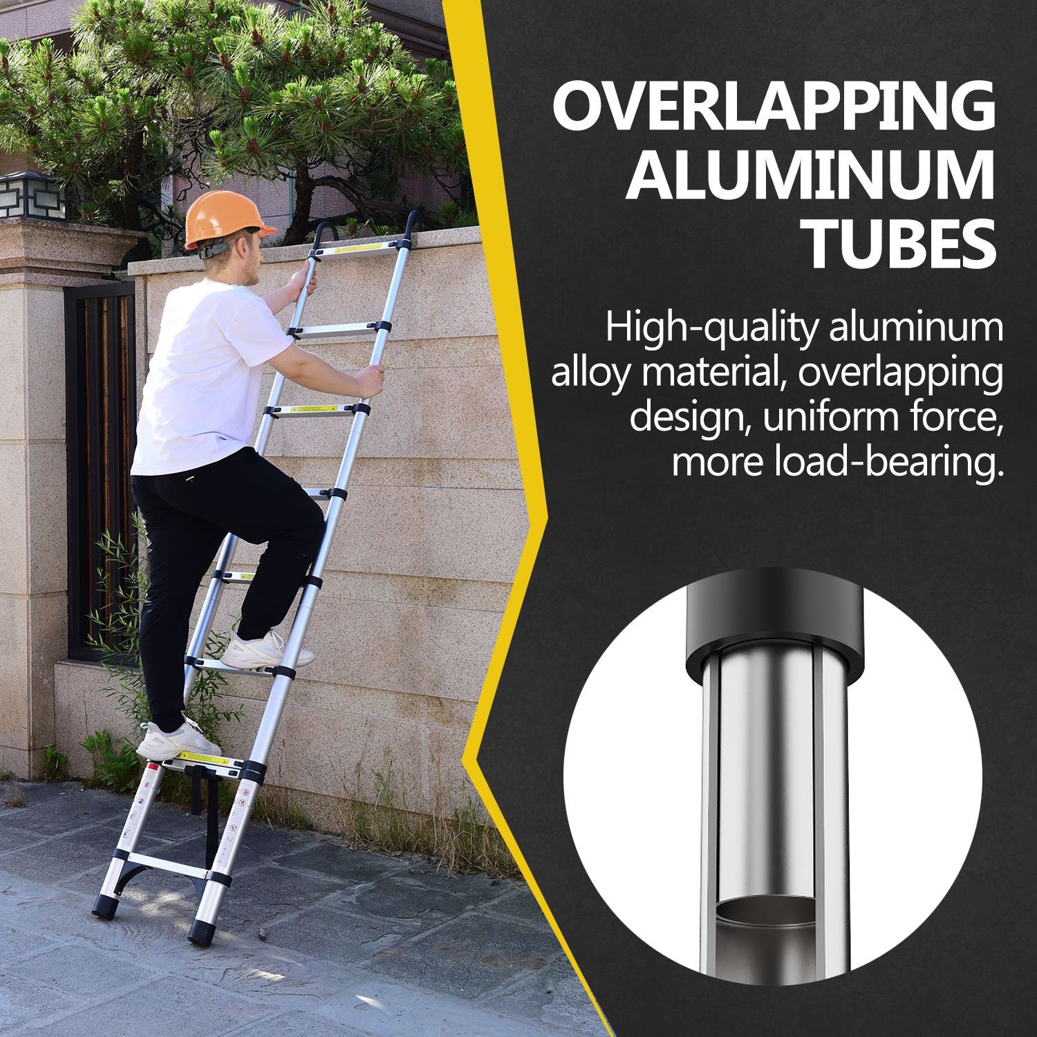 10.5Ft About 3.2M Retractable Ladder, Multi Functional Foldable Ladder, With Hook, Aluminum Retractable Ladder, Suitable For Daily Use Of Rv, Attic, Home, 330 Pounds Antique Silver Aluminium