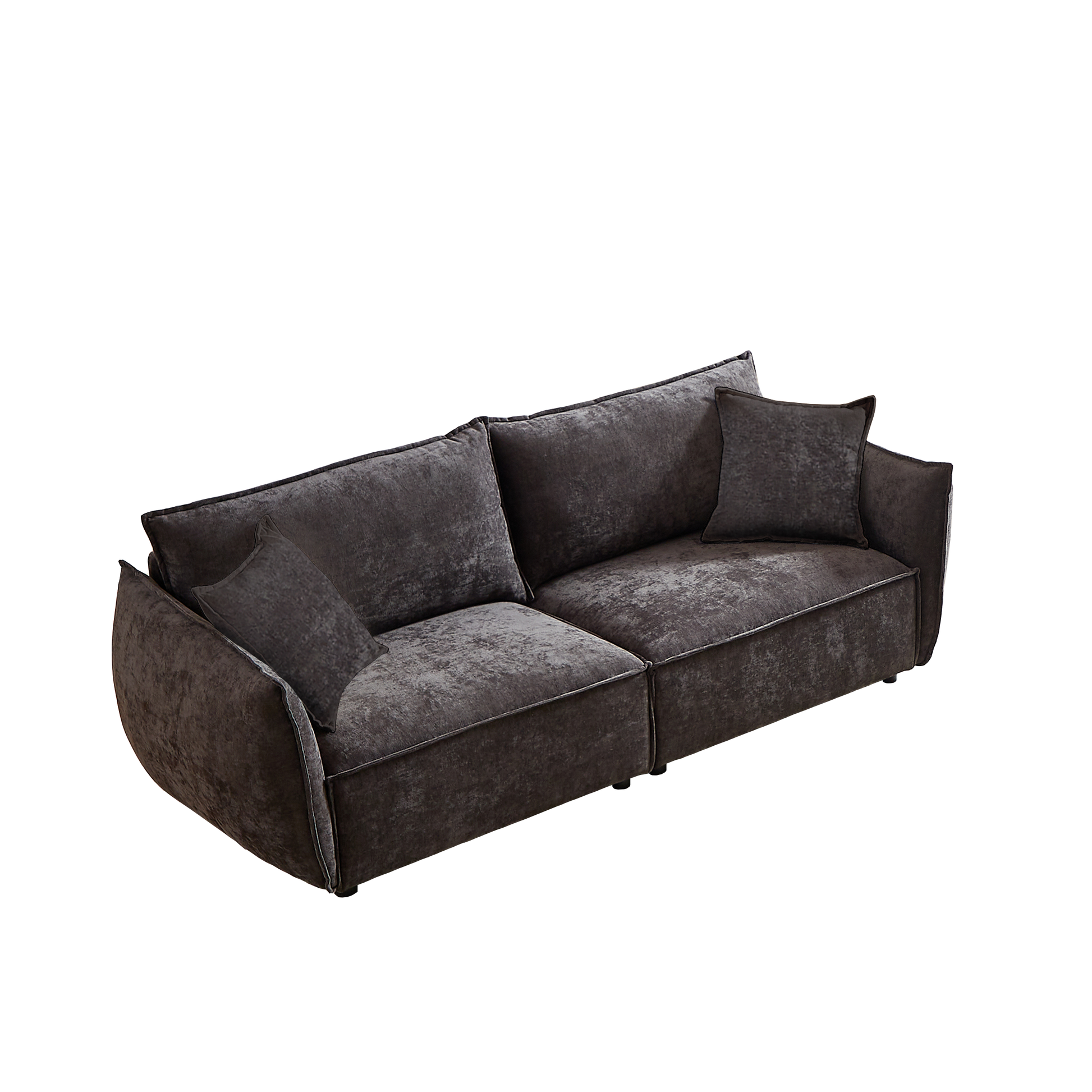Mh88" Modern Living Room Sectional, Wide Living Room Sectional, Stylish Chenille Triple Sectional With Extra 2 Pillows, Thickly Padded Seat And Back And Armrests For Apartment, Living Room Black Chenille Wood Primary Living Space Pine Foam Fabric 3 Seat