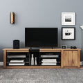 Moderntv Stand For Tvs Up To 80''Media Console With Multi Functional Storage, Entertainment Center With Led Light, Tv Cabinet For Living Room,Bedroom Black Natural 70 79 Inches 70 79 Inches 70 Inches Particle Board