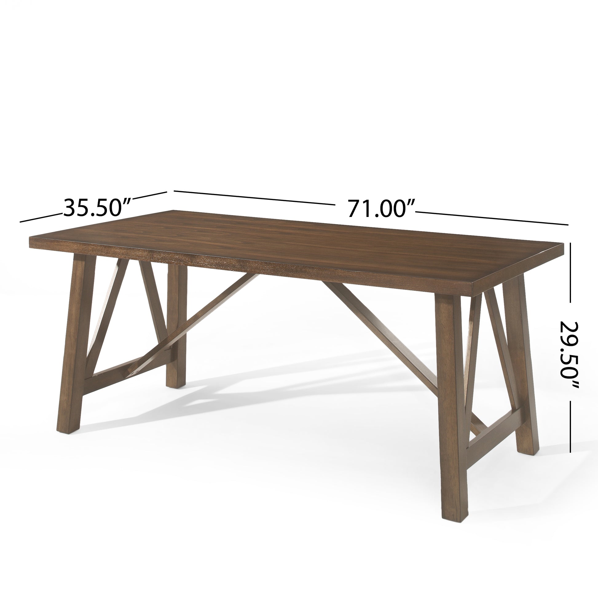 Dining Table Antique Brown Solid Wood Mdf