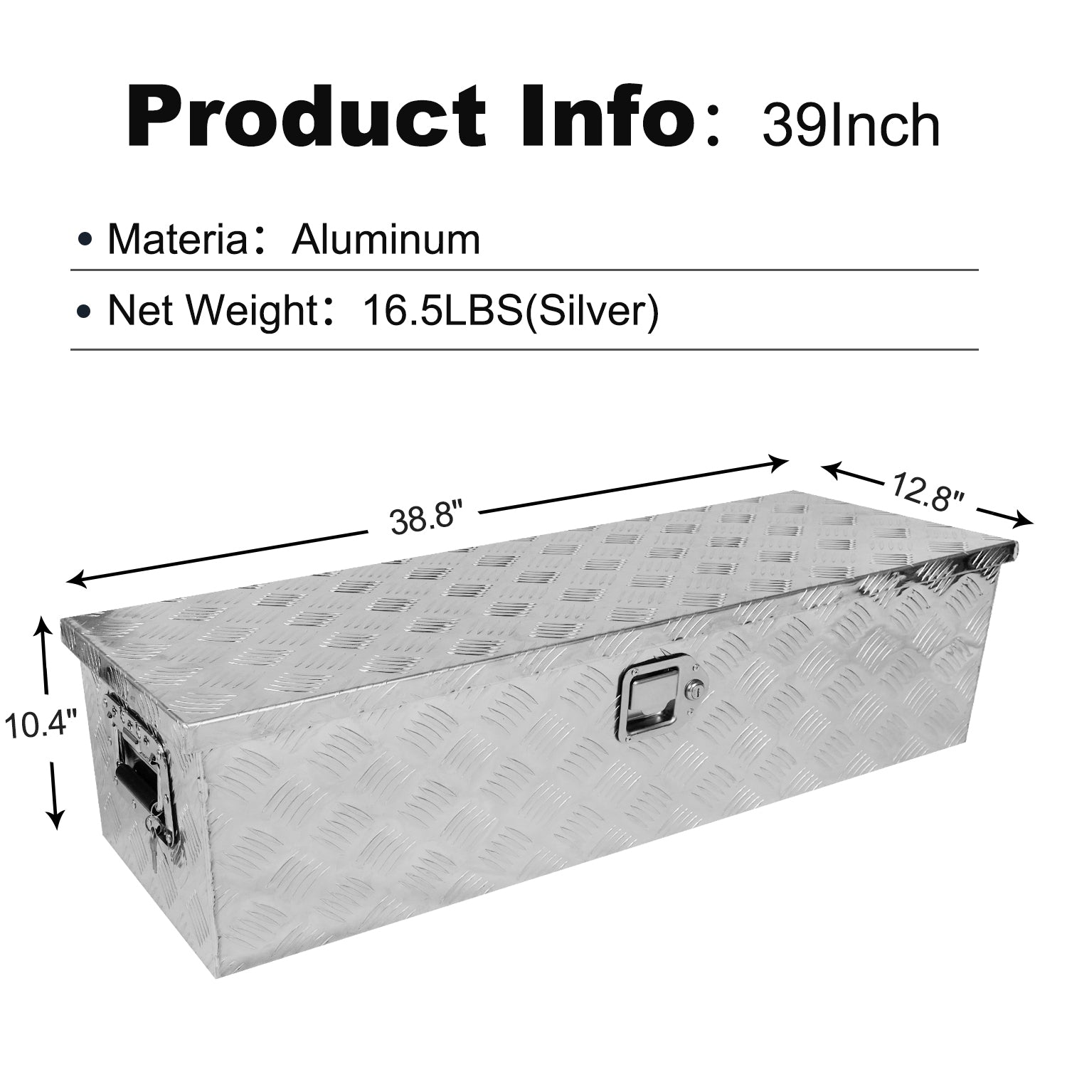 39 Inch Truck Bed Tool Box Aluminum Heavy Duty Trailer Tool Box For Pickup Truck Bed Rv Toolbox With Handle And Lock Silver Silver Aluminium