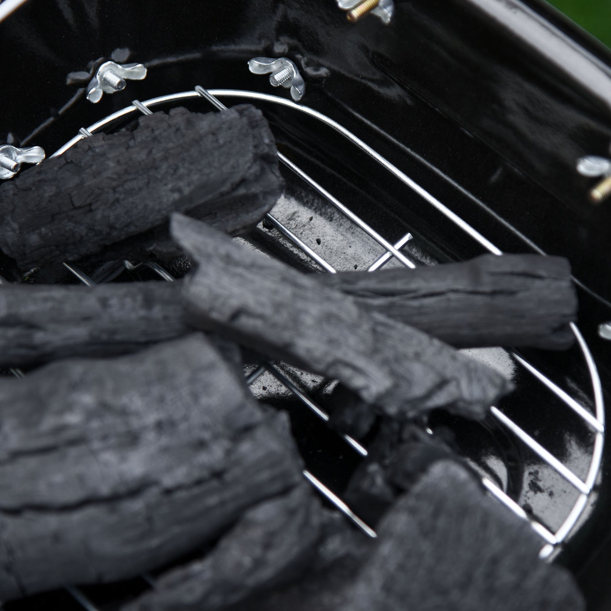 Outsunny 14" Portable Charcoal Grill, Tabletop Small Bbq Grill For Outdoor Cooking, Camping, Tailgating, Enamel Coated, Vent, Folding Legs, Black Black Iron