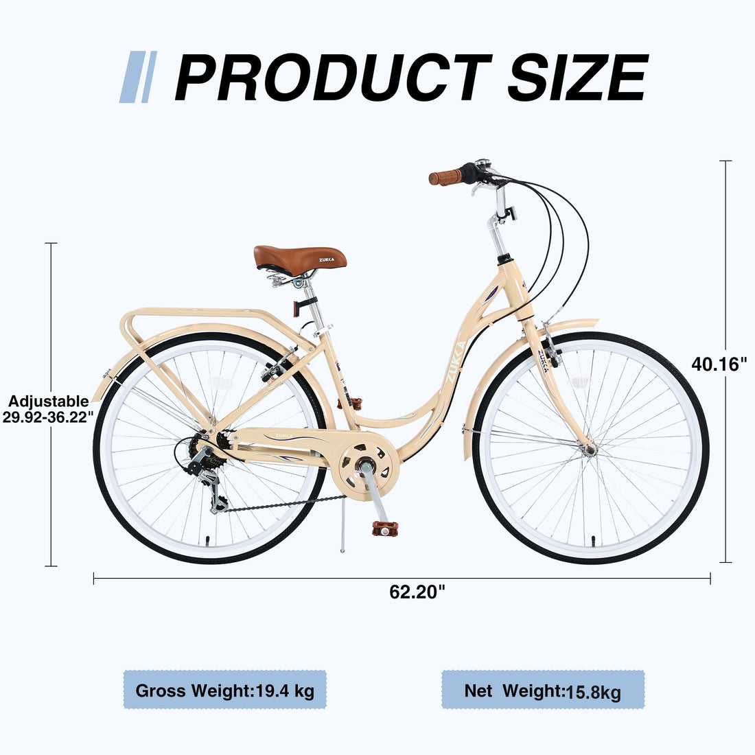 7 Speed, Steel Frame, Multiple Colors 24 Inch Ladies Bicycle Cycling Beige Garden & Outdoor Steel