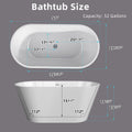 51 Inch Acrylic Freestanding Bathtub Contemporary Soaking White Tub With Overflow And Pop Up Drain Gloss White Gloss White Oval Bathroom Freestanding Tubs Polished Less Than 59 In Modern Soaking Center Fiberglass Acrylic