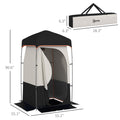 Outsunny Portable Shower Tent, Privacy Shelter, Camping Dressing Changing Tent Room With Solar Shower Bag, Floor And Carrying Bag, Black Black Oxford Fabric