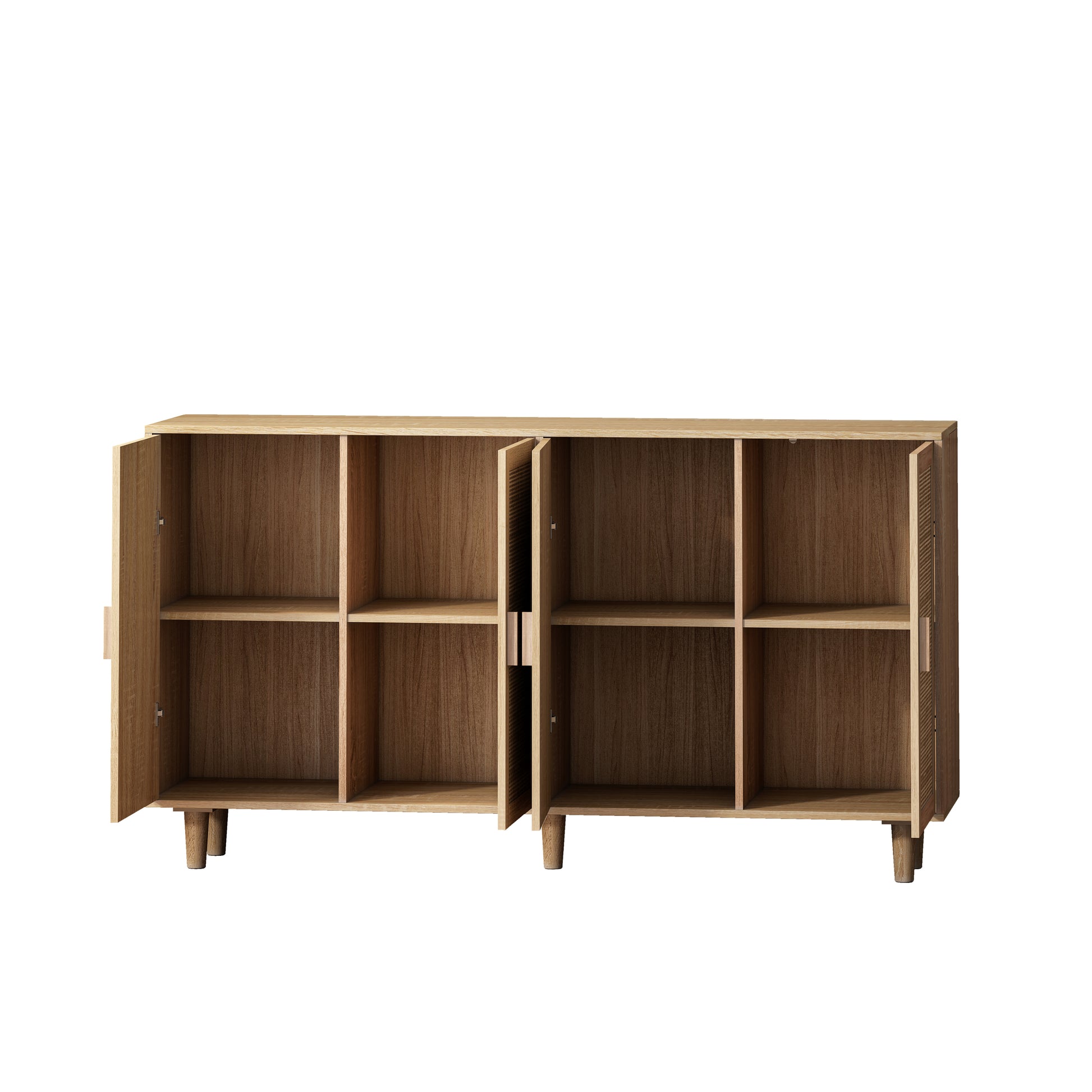 62.20"Elegant And Functional 4 Door Rattan Decorative Storage Cabinet,For Bedroom,Living Room,Office,Easy Assembly Same Sku:W757133282 Natural Particle Board