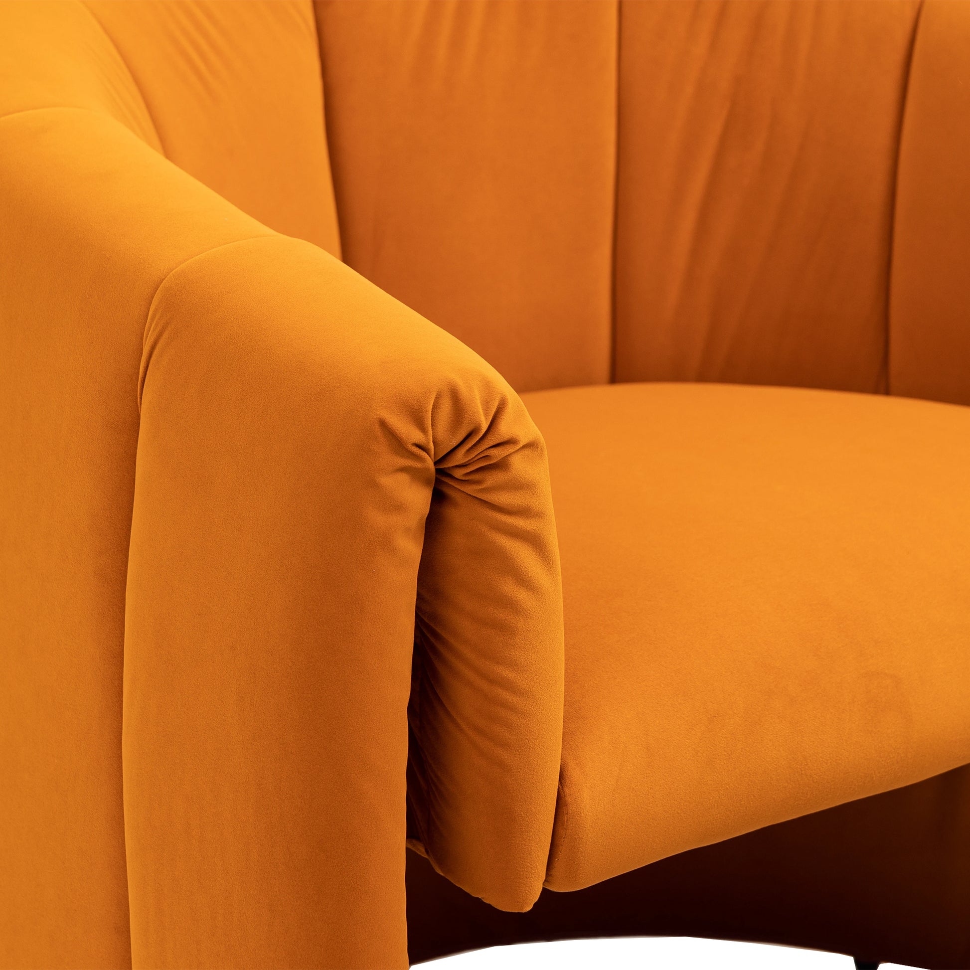 Coolmore Accent Chair With Ottoman, Mid Century Modern Barrel Chair Upholstered Club Tub Round Arms Chair For Living Room Bedroom Office Orange Velvet Orange Foam Velvet