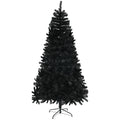 Homcom 7.5Ft Tall Artificial Christmas Tree, Unlit Xmas Tree With 1346 Branch Tips, Auto Open, Steel Base, Holiday D Cor For Home Office, Black Black Steel