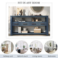62.2'' Modern Console Table Sofa Table For Living Room With 4 Drawers And 2 Shelves Navy Blue Solid Wood Mdf