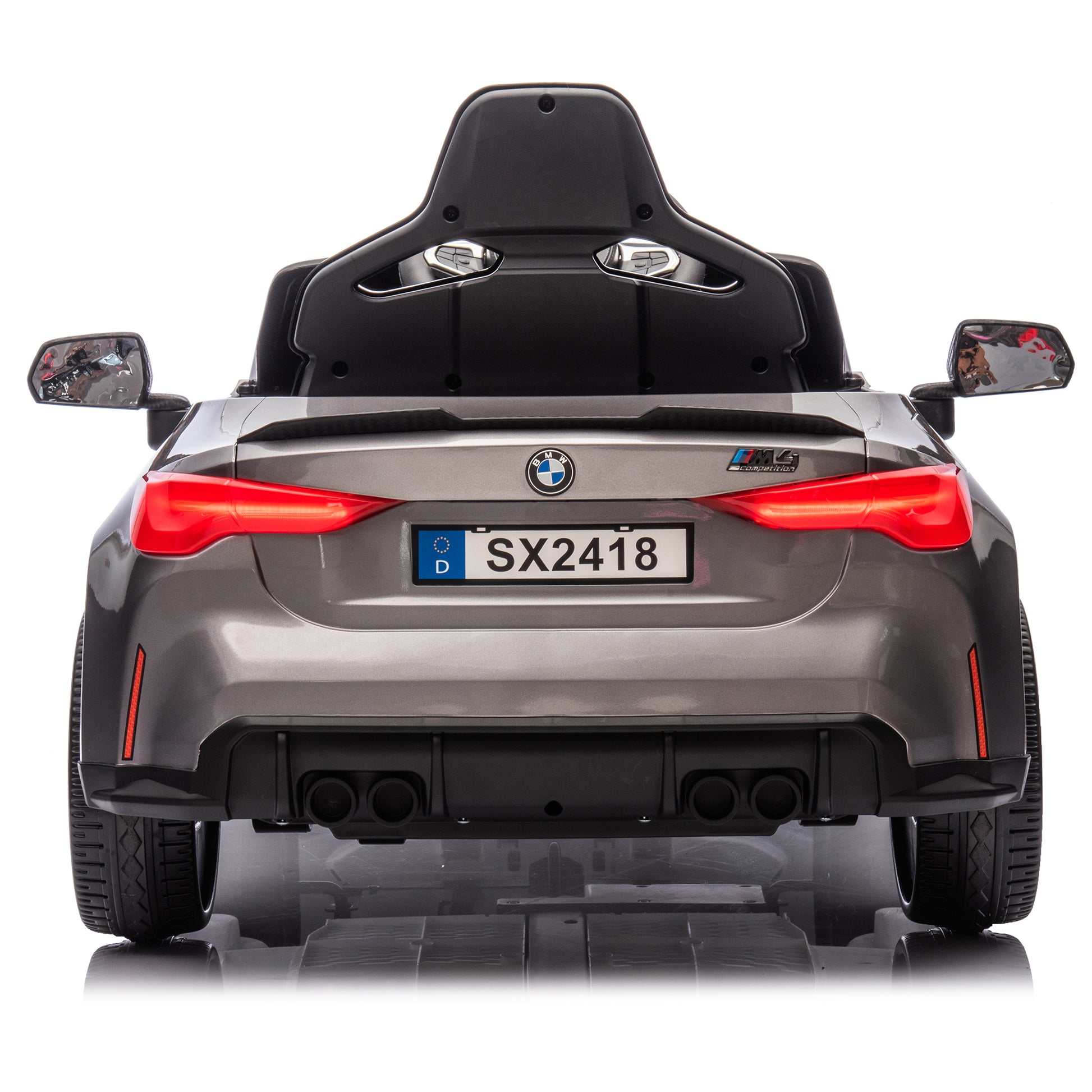 Bmw M4 12V Kids Ride On Painting Toy Car 2.4G W Parents Remote Control,Three Speed Adjustable,Power Display, Usb,Mp3 ,Bluetooth,Led Light,Story,A Handle With Wheels And A Pull, Easy To Carry Silver Polypropylene