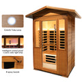 Outdoor Double Red Cedar Far Infrared Sauna Room Natural Wood Stainless Steel Glass