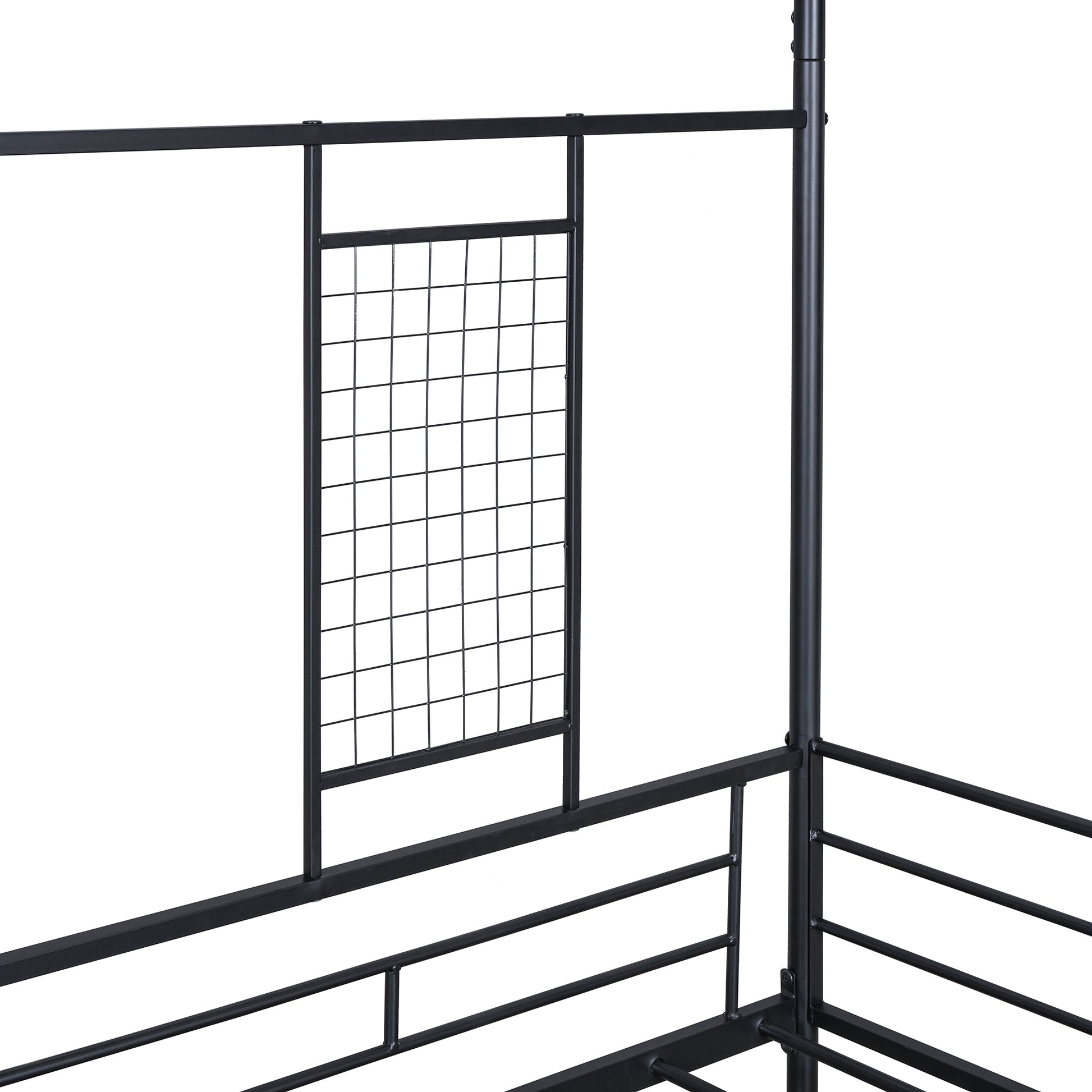 Full Size Metal House Bed With Trundle, Black Full Black Metal